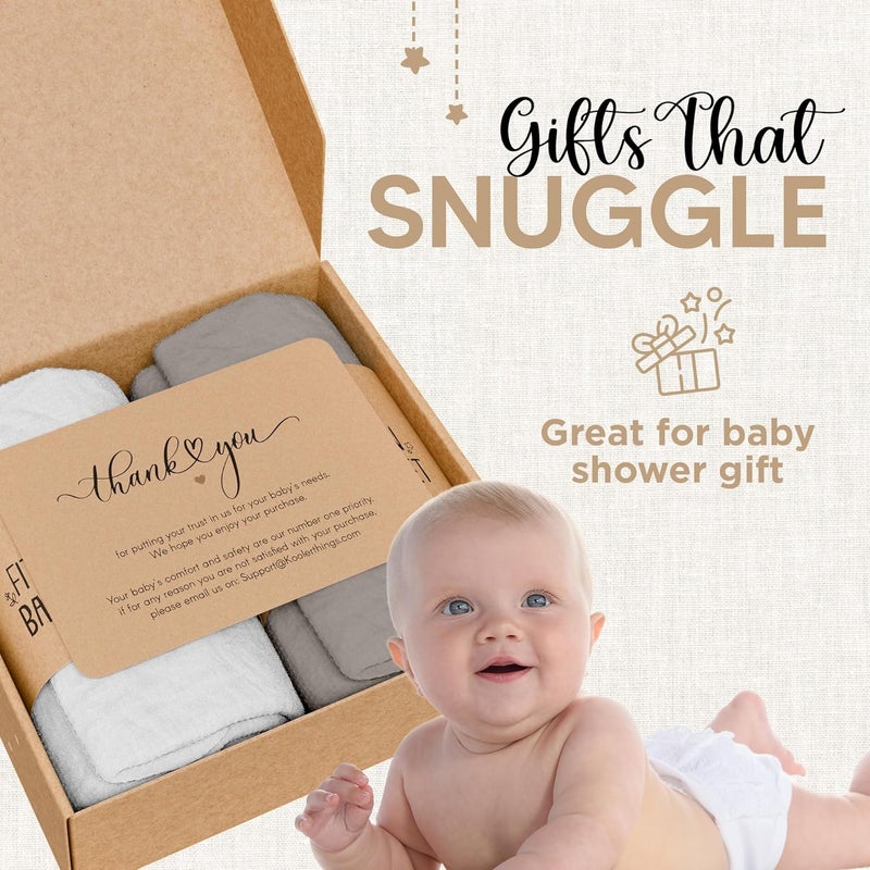 KoolerThings Bassinet Fitted Sheets - Compatible with Amke, Ronbei, Pamobabe, and Nordmiex | 100% Organic Muslin Cotton - White + Grey | 32x19 (2 Pack) - Image 5